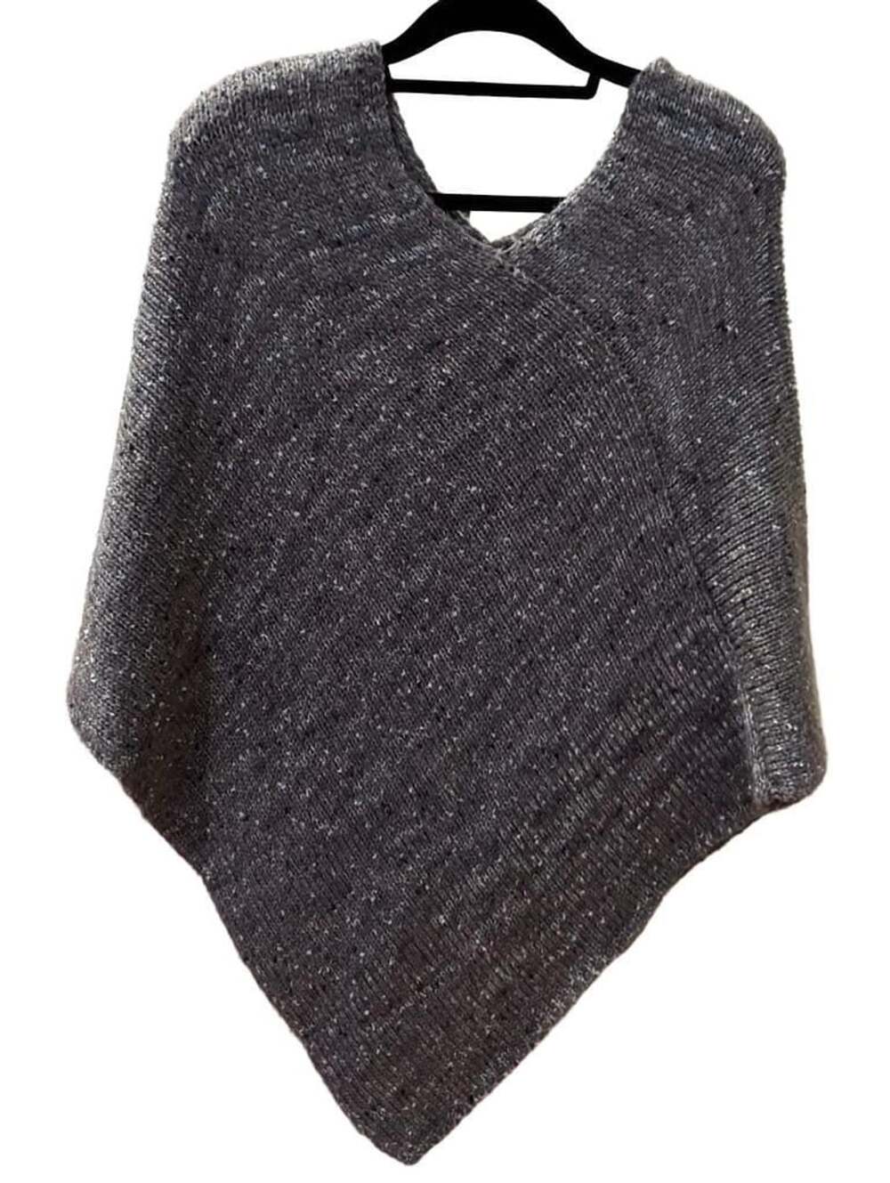 Loft Outlet Gray Speckled Knit Poncho Sweater One Size